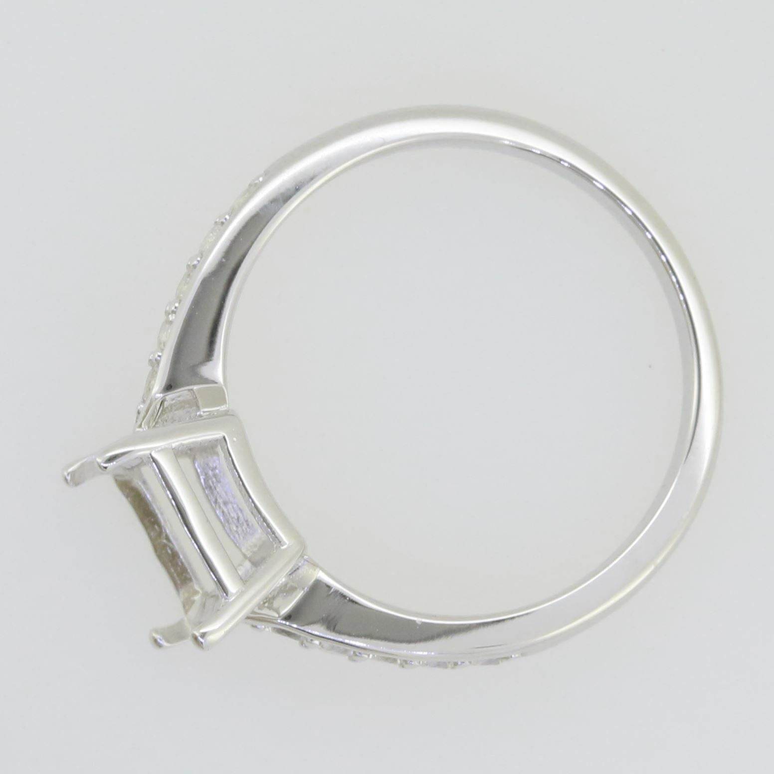 Sterling Silver Semi Mount Ring Setting Emerald OCT 10x8mm White Topaz - Syzjewelry