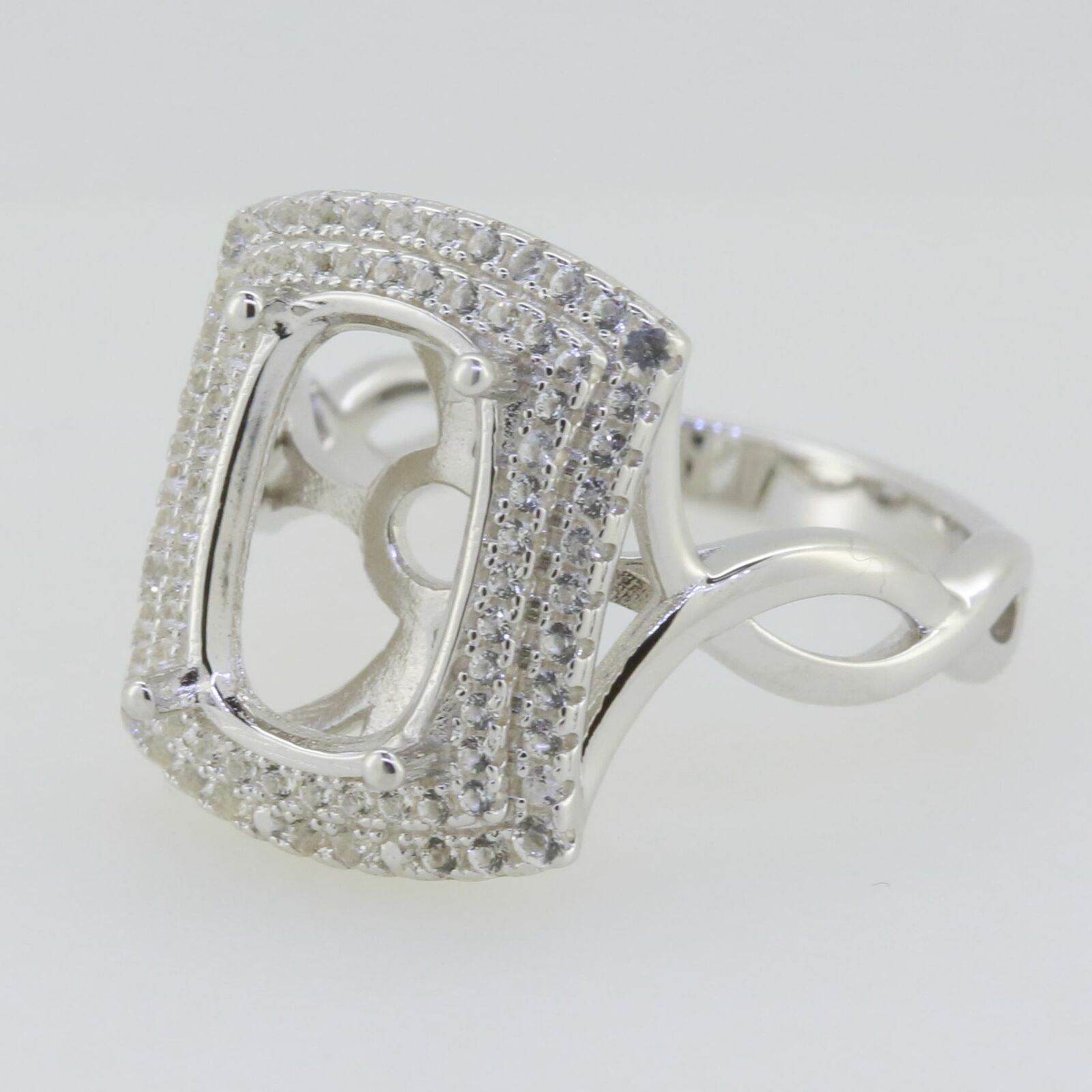 14K White Gold Semi Mount Ring Setting Cushion CU 12X8mm Solid - Syzjewelry