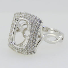 14K White Gold Semi Mount Ring Setting Cushion CU 12X8mm Solid - Syzjewelry