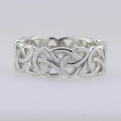 14K White Gold 7 mm Celtic Knot Band Ring - Syzjewelry