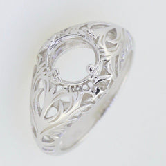 Sterling Silver Semi Mount Ring Setting Round RD 8x8mm Art Nouveau Style - Syzjewelry