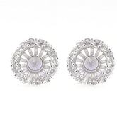 14K White Gold Semi Mount Earrings Setting Pearl Round RD 10x10mm - Syzjewelry
