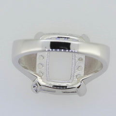 14K White Gold Semi Mount Ring Setting Cushion CU 9x7mm Solid - Syzjewelry
