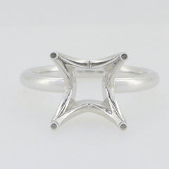 Sterling Silver Semi Mount Ring Setting Princess SQ 9x9mm Round Shank - Syzjewelry