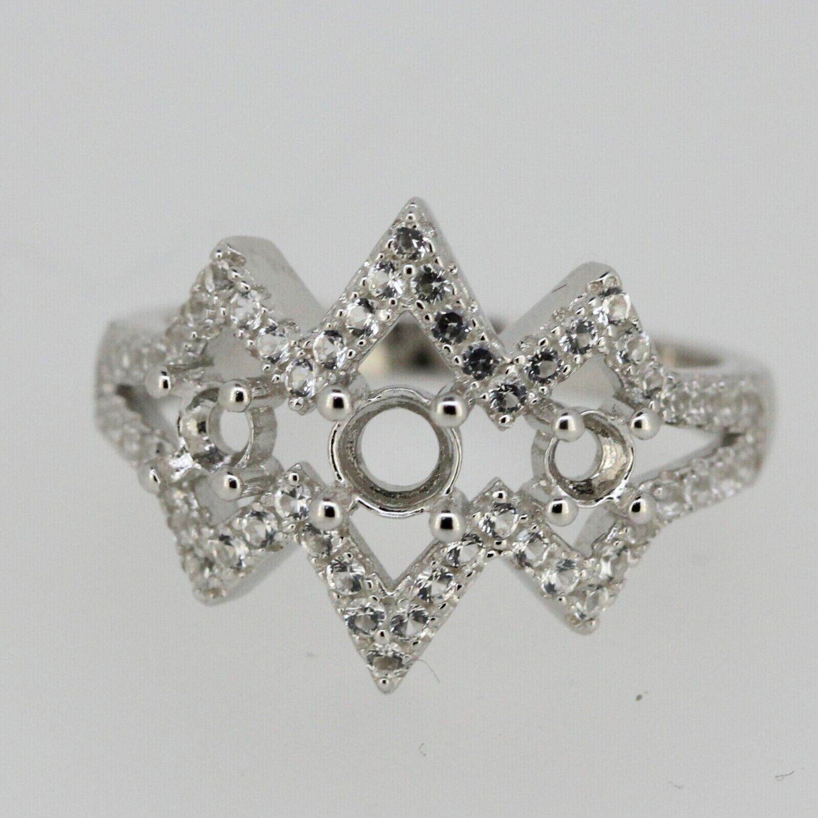 Sterling Silver Semi Mount Ring Setting Round RD 4x4 3x3mm Topaz Star - Syzjewelry