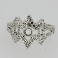 Sterling Silver Semi Mount Ring Setting Round RD 4x4 3x3mm Topaz Star - Syzjewelry