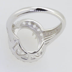 14K White Gold Semi Mount Ring Setting Oval OV 13X10mm W/ Moissanite - Syzjewelry