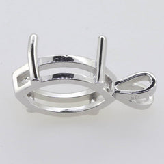 Sterling Silver Semi Mount Pendant Setting Marquise MQ 16x10mm White Topaz - Syzjewelry