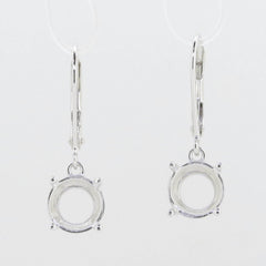 Sterling Silver Semi Mount Earrings Setting Round RD 8x8mm White Topaz - Syzjewelry