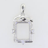 Sterling Silver Semi Mount Pendant Setting Emerald OCT 10X8mm White Topaz - Syzjewelry