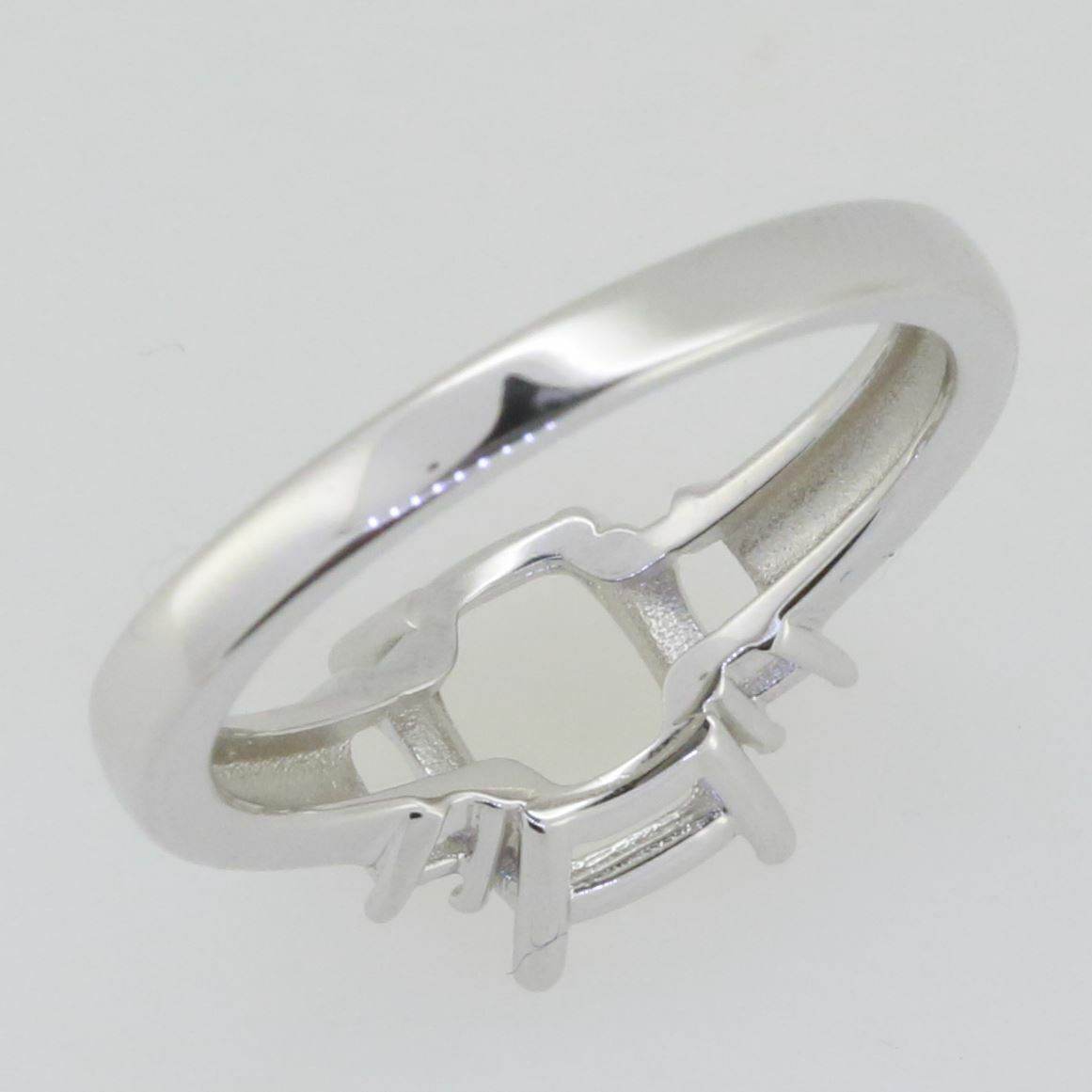 14K White Gold Semi Mount Ring Setting Cushion CU 9x7mm CU 5x2.5 - Syzjewelry