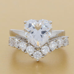 2 piece Set Sterling Silver Semi Mount Ring Setting Heart HT 10X10mm - Syzjewelry