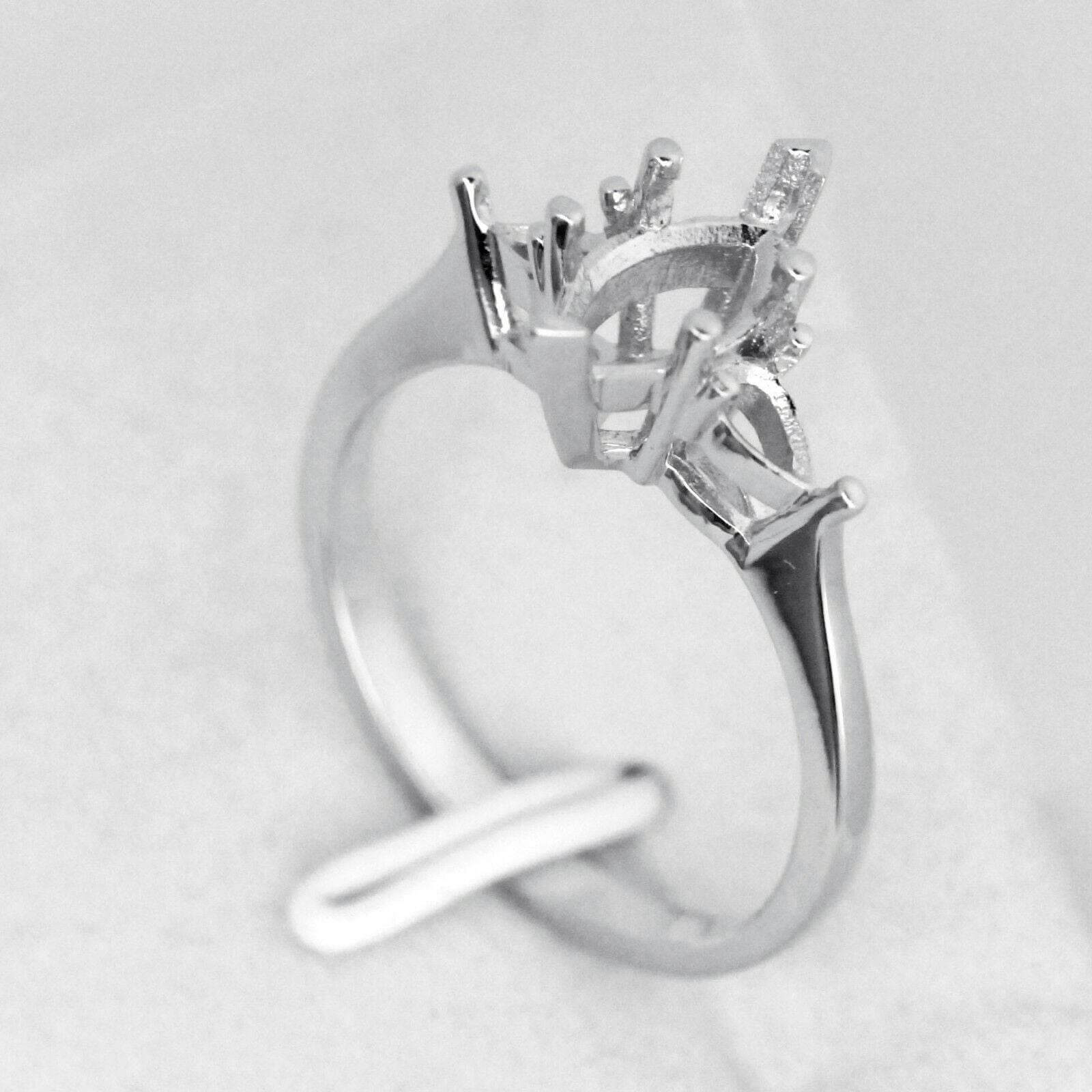 Sterling Silver Vintage Style Semi Mount Ring Setting Marquise MQ 10x5mm & PE4x3 - Syzjewelry