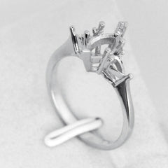 Sterling Silver Vintage Style Semi Mount Ring Setting Marquise MQ 10x5mm & PE4x3 - Syzjewelry