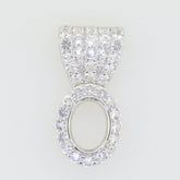 Sterling Silver Semi Mount Pendant Setting Oval OV 9x7mm Halo White Topaz - Syzjewelry
