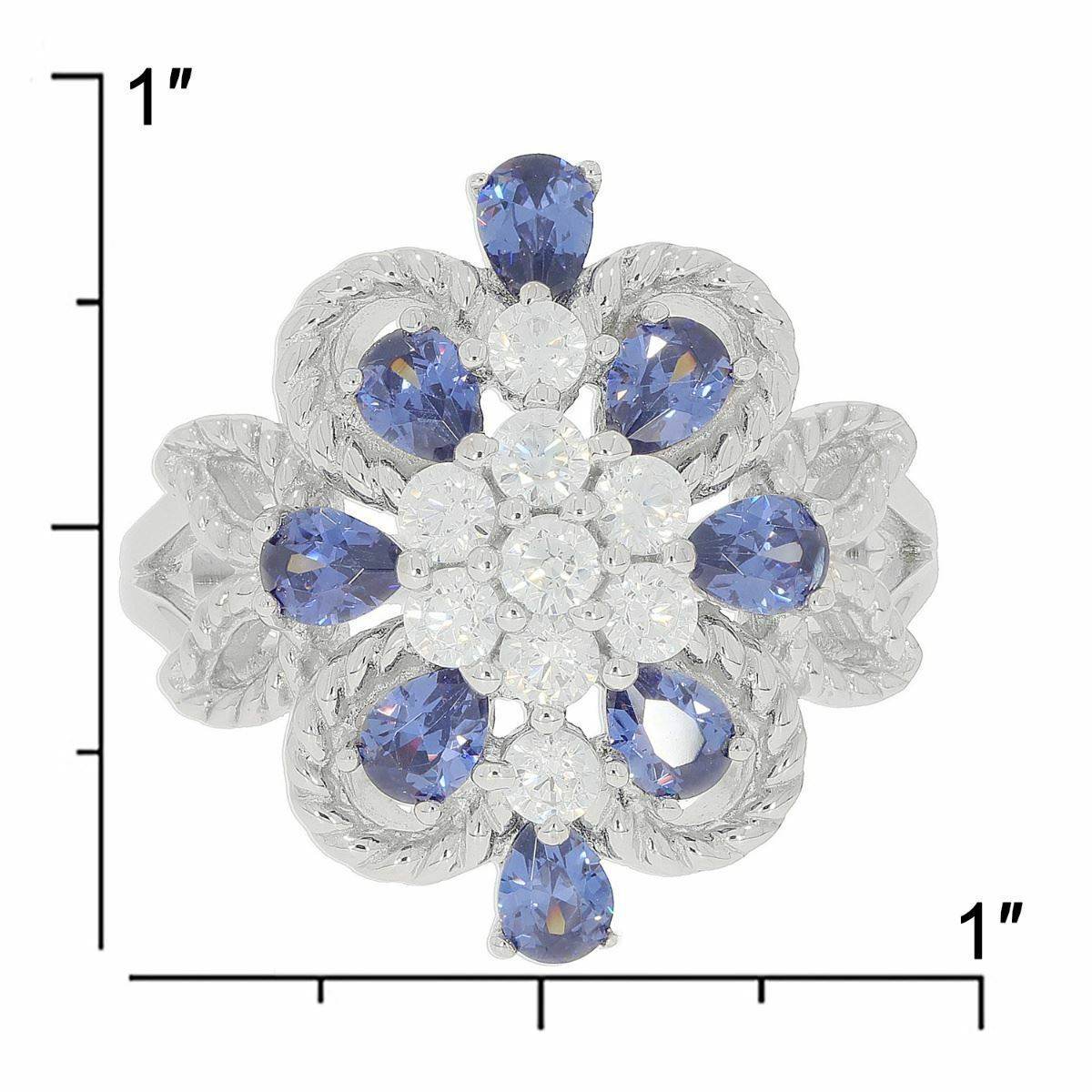 Sterling Silver Semi Mount Ring Setting PE 4x3mm RD2.5x2.5mm Cluster Ring N0 - Syzjewelry