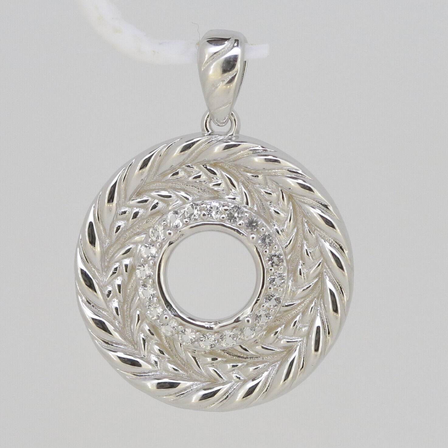 Sterling Silver Semi Mount Pendant Setting Round RD 9x9mm White Topaz KS - PJC - Syzjewelry