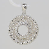 Sterling Silver Semi Mount Pendant Setting Round RD 9x9mm White Topaz KS - PJC - Syzjewelry