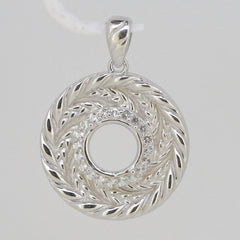 Sterling Silver Semi Mount Pendant Setting Round RD 9x9mm White Topaz KS - PJC - Syzjewelry
