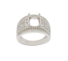 Sterling Silver Semi Mount Ring Setting Cushion CU 9x7mm Dome Ring - Syzjewelry