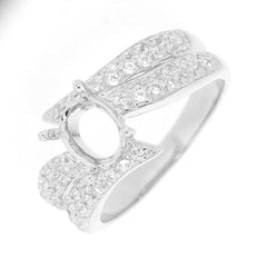 Sterling Silver Semi Mount Ring Setting Oval OV 8x6mm White Topaz - Syzjewelry