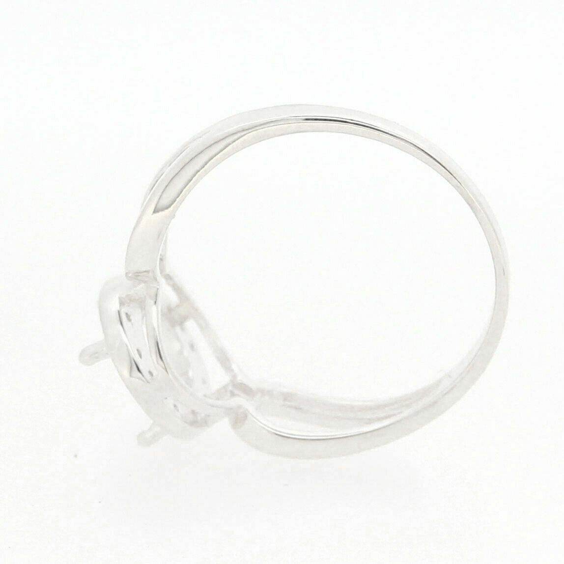 Sterling Silver Semi Mount Ring Setting Round RD 6x6mm Halo w White Topaz - Syzjewelry