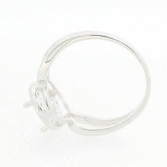 Sterling Silver Semi Mount Ring Setting Round RD 6x6mm Halo w White Topaz - Syzjewelry