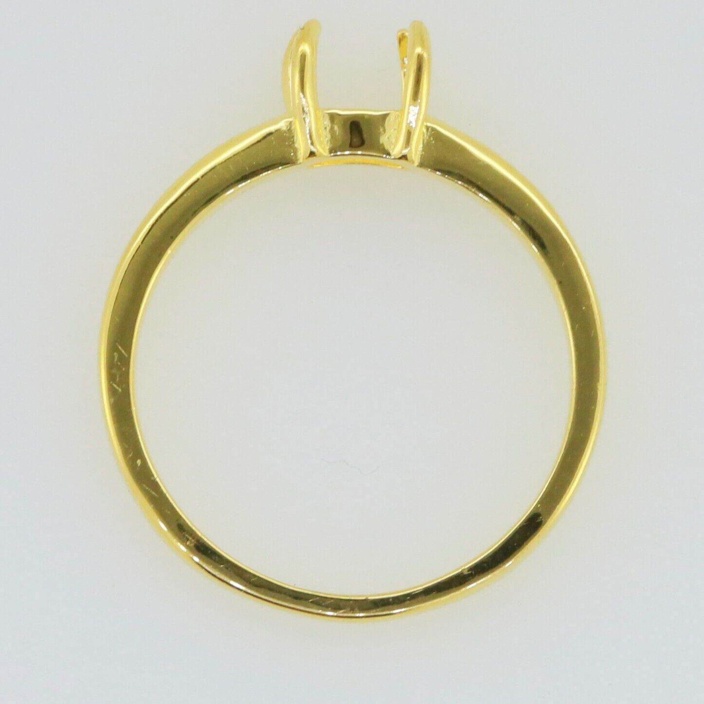 Sterling Silver Semi Mount Ring Setting Cab Oval OV 5x3mm Yellow Gold Plated - Syzjewelry