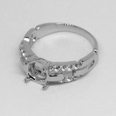 Sterling Silver Semi Mount Ring Setting Round RD 7x7mm Topaz Interlock Chain - Syzjewelry