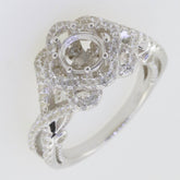 Sterling Silver Semi Mount Ring Setting Round RD 6.5x6.5mm RD 6 Halo E - Syzjewelry