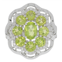 Sterling Silver Semi Mount Ring Setting Oval OV 7x5mm RD 4x4mm Cocktai - Syzjewelry