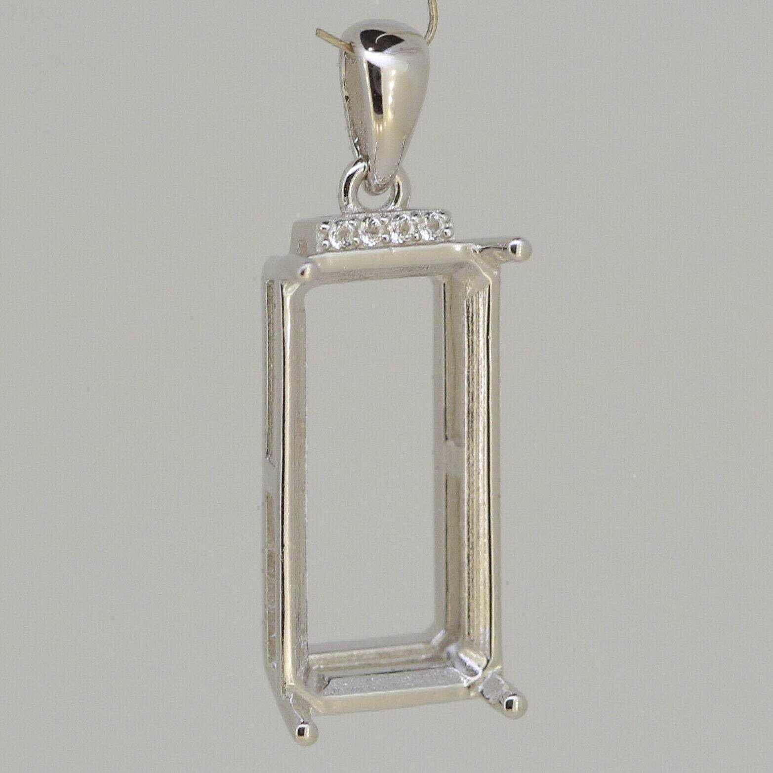 Sterling Silver Semi Mount Pendant Setting OCT 20x10mm White Topaz - Syzjewelry
