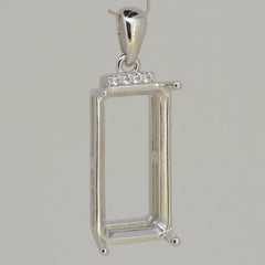 Sterling Silver Semi Mount Pendant Setting OCT 20x10mm White Topaz - Syzjewelry
