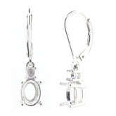 Sterling Silver Semi Mount Earrings Setting Oval OV 8X6mm RD 3x3mm Whi - Syzjewelry