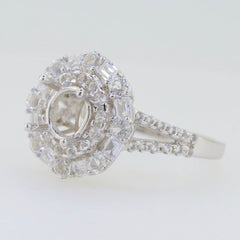 Sterling Silver Semi Mount Ring Setting Round RD 7x7mm White Topaz PJC635 - Syzjewelry