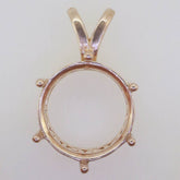 14K Rose Gold Semi Mount Pendant Setting Round 12x12 to 11x11mm 6 Prongs - Syzjewelry