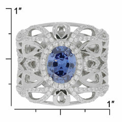 Sterling Silver Semi Mount Ring Setting OV 9X7mm White Topaz Solid - Syzjewelry