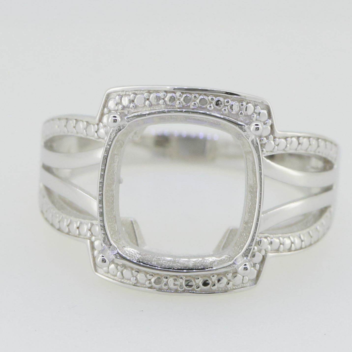 Sterling Silver Semi Mount Ring Setting Cushion CU 12X12mm White Topaz - Syzjewelry