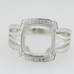 Sterling Silver Semi Mount Ring Setting Cushion CU 12X12mm White Topaz - Syzjewelry