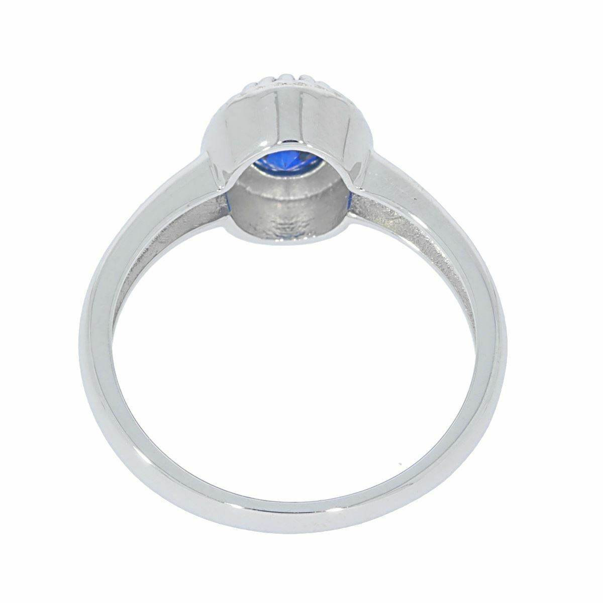 Sterling Silver Semi Mount Ring Setting OV 7X5mm Halo White Topaz - Syzjewelry