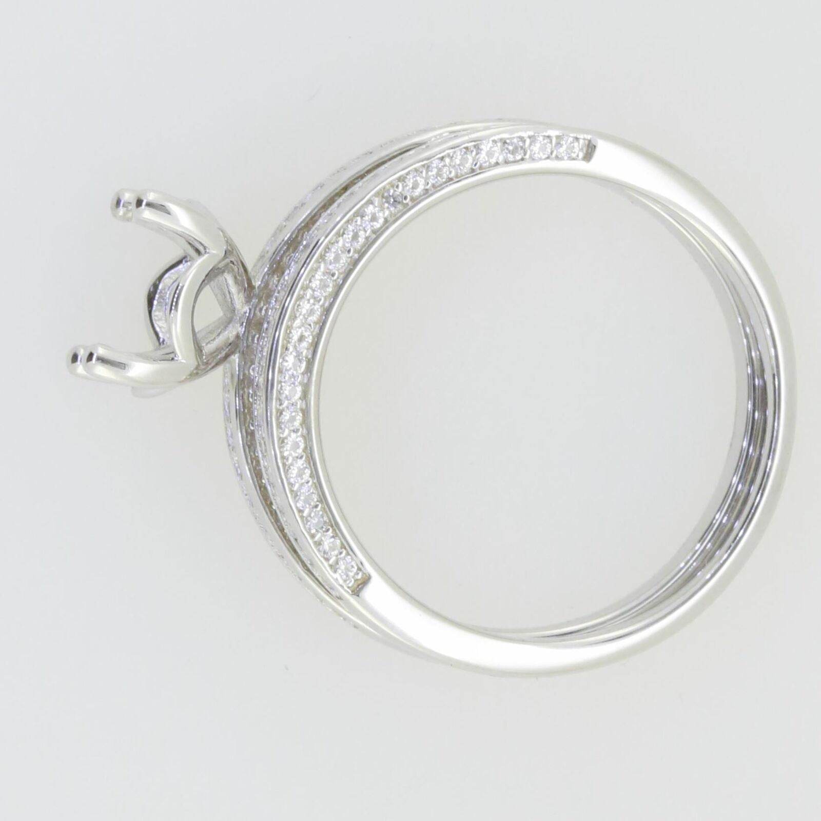 2 piece Set 14K White Gold Semi Mount Ring Setting Round RD 8x8mm Engagement - Syzjewelry