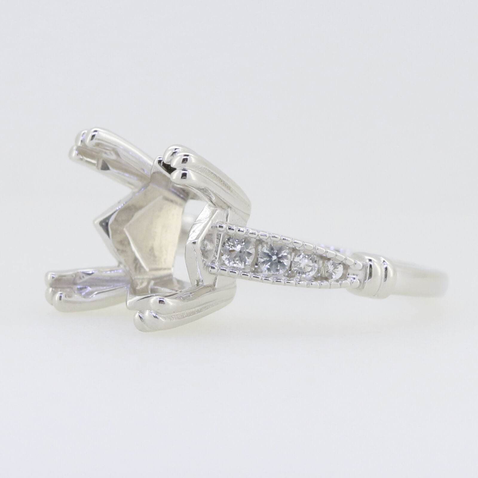 Sterling Silver Semi Mount Ring Setting Princess SQ 10X10mm White Topaz - Syzjewelry