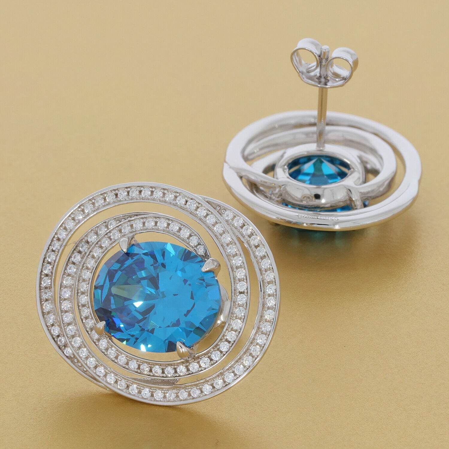 Sterling Silver Semi Mount Earrings Setting Oval OV 12x10mm White Topaz - Syzjewelry