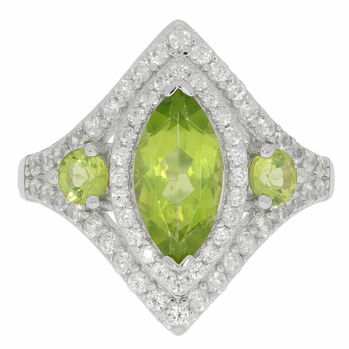 Sterling Silver Semi Mount Ring Setting MQ 12X6mm RD 3.5mm 3 Stones Halo - Syzjewelry