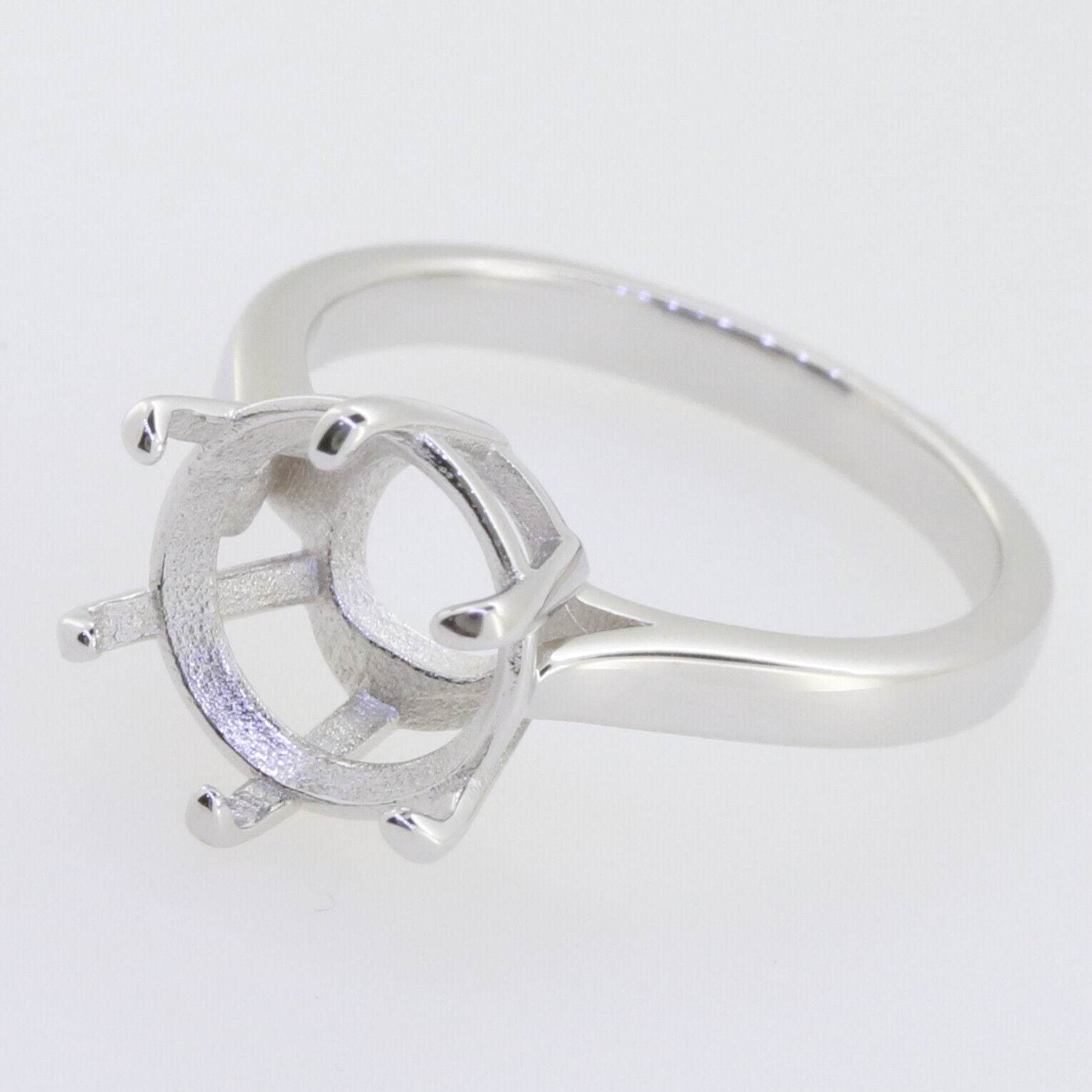Sterling Silver Semi Mount Ring Setting Round RD 11x11mm Solitaire - Syzjewelry