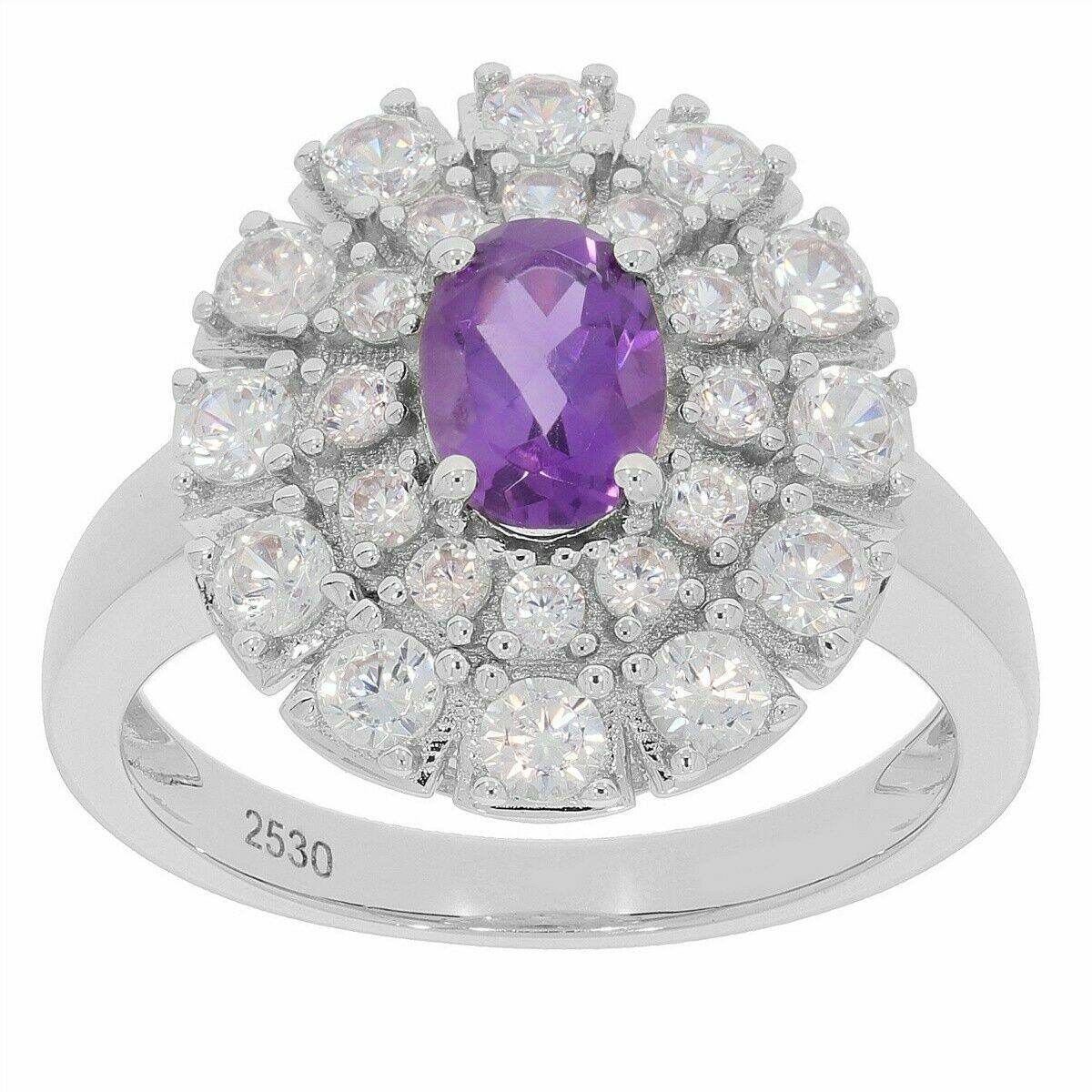 Sterling Silver Semi Mount Ring Setting Oval OV 7x5mm Double Halo White Topaz - Syzjewelry