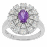 Sterling Silver Semi Mount Ring Setting Oval OV 7x5mm Double Halo White Topaz - Syzjewelry