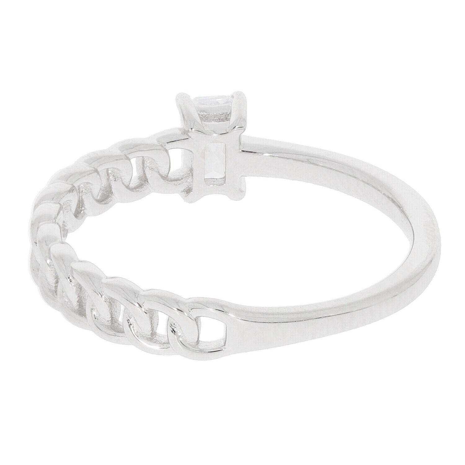 Sterling Silver Semi Mount Ring Setting Emerald OCT 5X3mm Chain Band - Syzjewelry