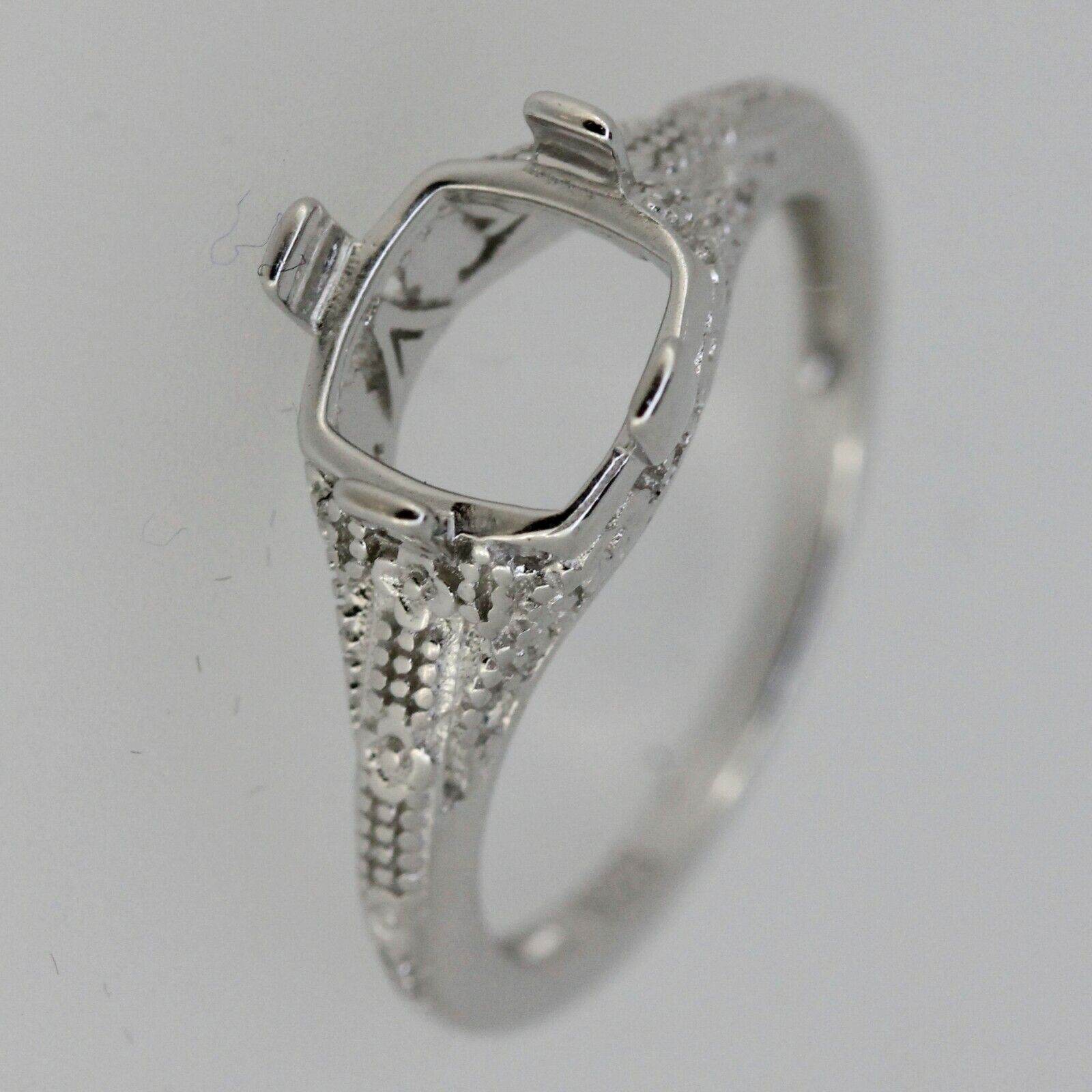 Art Deco Style Sterling Silver Semi Mount Ring Setting Cushion CU 8x8mm - Syzjewelry