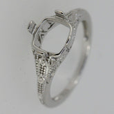 Art Deco Style Sterling Silver Semi Mount Ring Setting Cushion CU 8x8mm - Syzjewelry